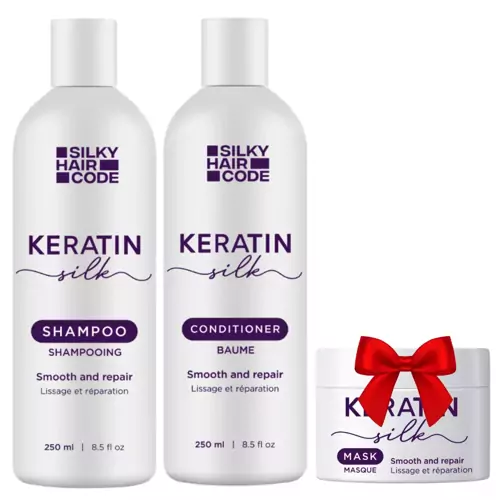 KERATIN SILK - intenzív hajkezelés, amely helyreállítja a sérült haj szerkezetét - minden hajtípusra és hosszra + AJÁNDÉK (maszk)